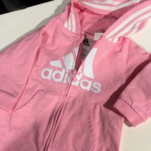 Adidas Kids Light Pink Hoodie with White Logo